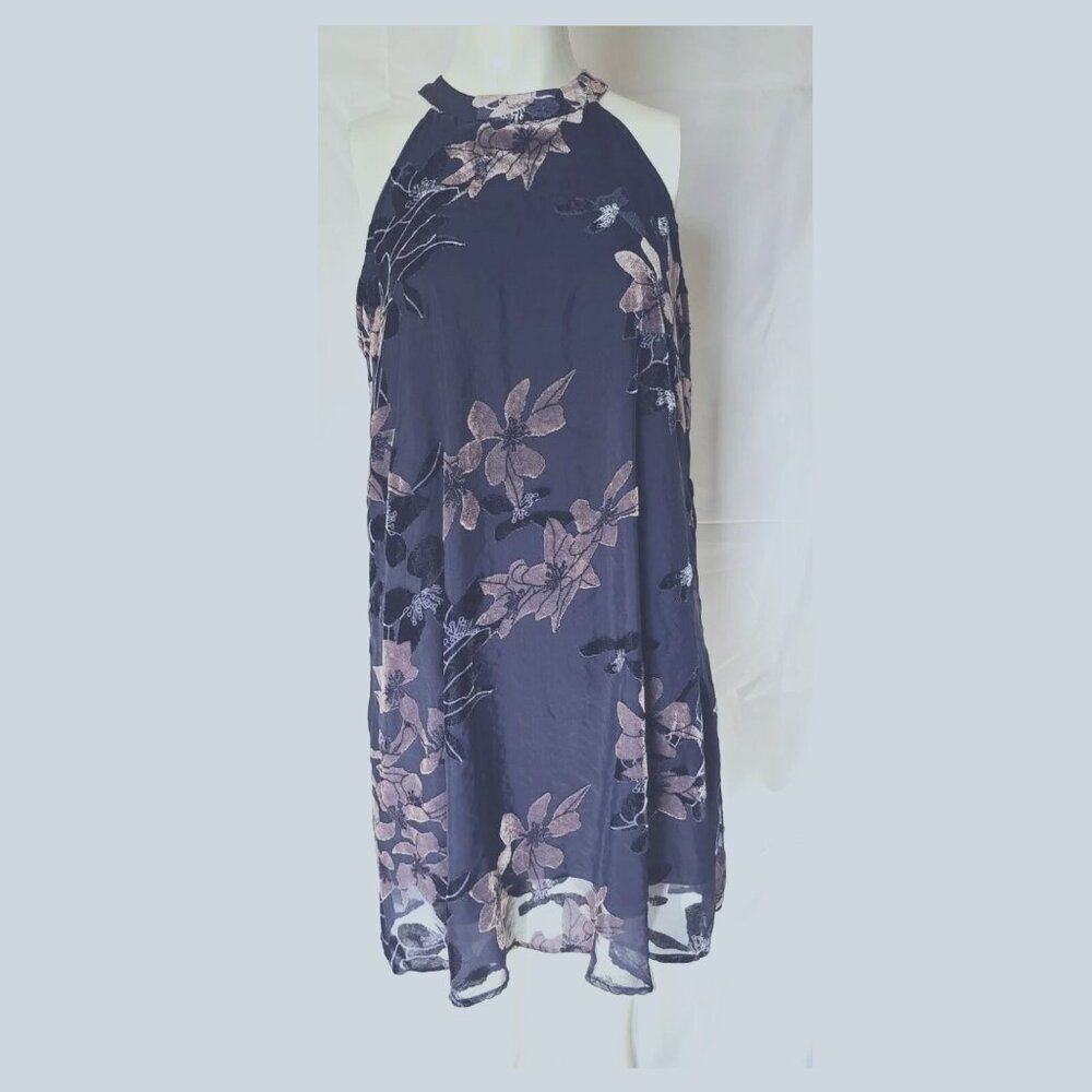 Sun & Shadow Womens Floral High Neck‎ Shift Dress Sz Small Boho Hippie 70's look